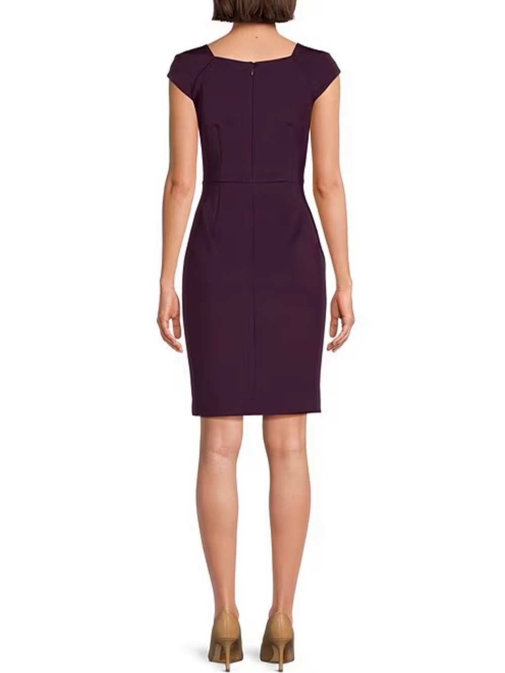 💜 NWT! Purple CALVIN KLEIN Scuba Cap Sleeve Sheath Dress - Size 4 - Picture 3 of 11